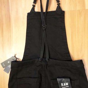 G-Star RAW Women's Bib Overalls - Black Denim Cotton Blend - Size S - NWT